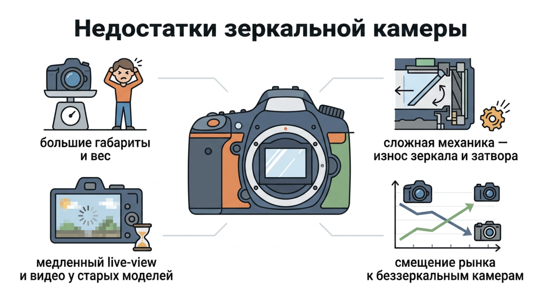 Недостатки зеркальной камеры